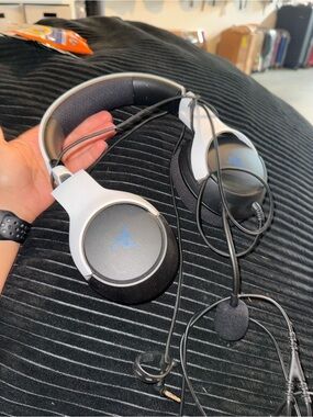 Razer Wired Over-Ear Headset in Black and White with Blue Logo